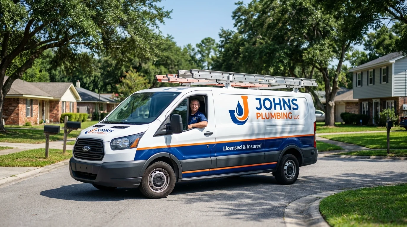 Johns Plumbing LLC service van in Bowman, ND