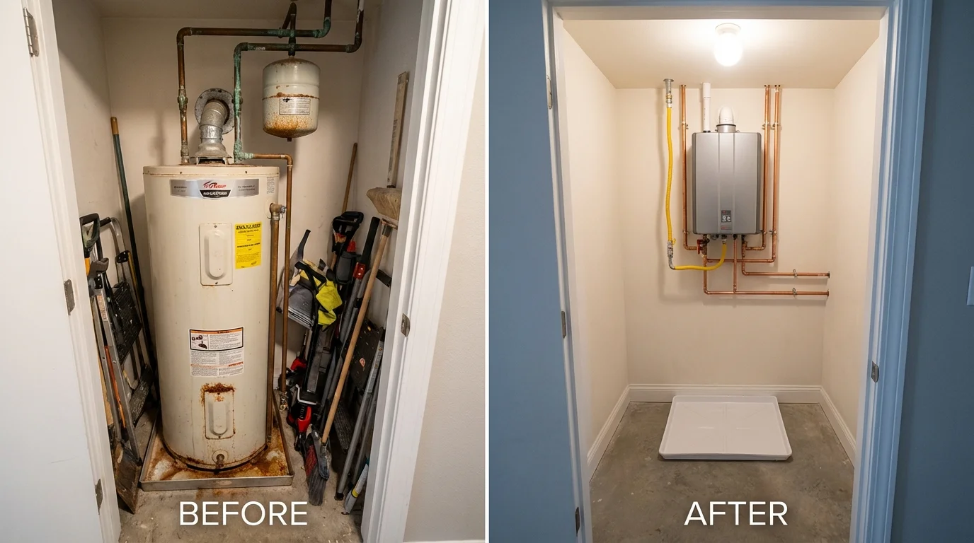 Tank water heater versus wall-mounted tankless unit comparison for Bowman, ND homeowners