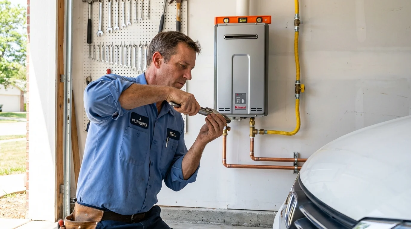 Tankless water heater installation by a Johns Plumbing LLC plumber in Bowman
